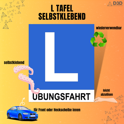 L Tafel magnetisch für außen, L Taferl Übungsfahrt Saugnapf für außen |L Schild selbstklebend für innen