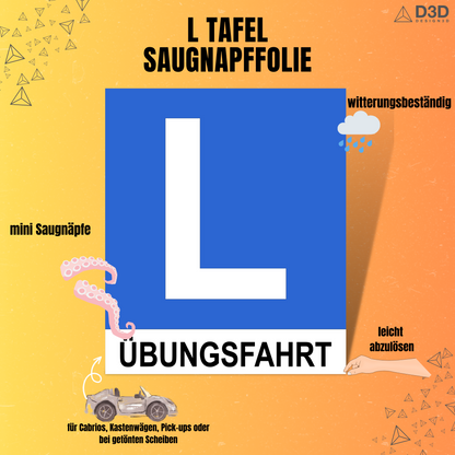 L Tafel magnetisch für außen, L Taferl Übungsfahrt Saugnapf für außen |L Schild selbstklebend für innen