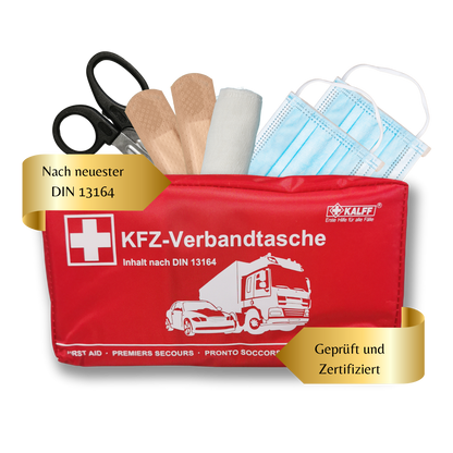 KFZ-Verbandtasche 'Standard' - DIN 13164 Konform - Erste-Hilfe-Set mit Mehrsprachiger Anleitung